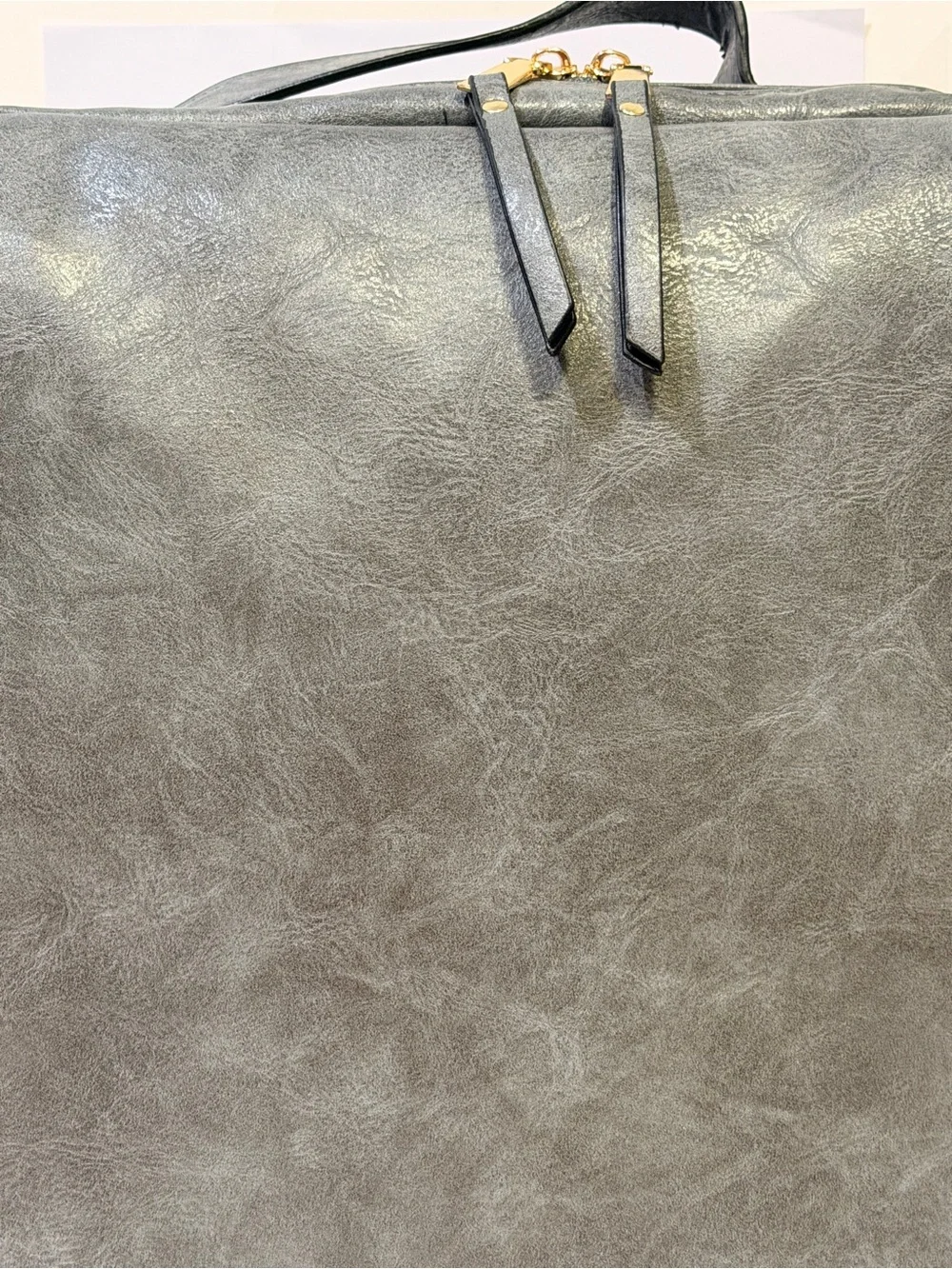 NWOT MyFriday Gray Faux/PU Leather Backpack with Striped Detachable Strap